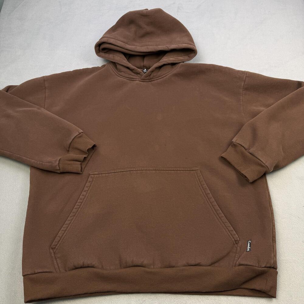 Comfrt Hoodie Mens 2XL Brown Pullover Fleece Kangaroo Pocket Logo Relaxed Fit